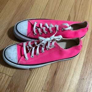Neon pink platform converse